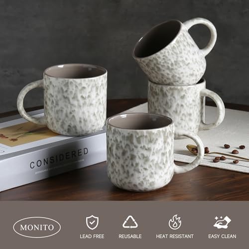 MONITO 12OZ Coffee Mugs Set of 4, Modern Ceramic Coffee Mug Set with Handle - Image 3