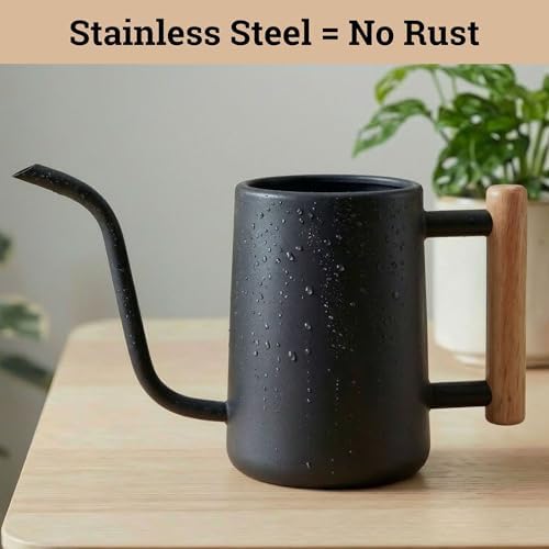 Metal Small Indoor Watering Can with Long Spout & Real Wood Handle, 35oz - Image 3
