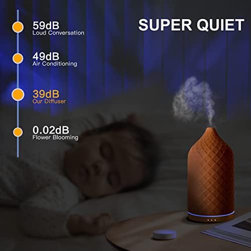 Essential Oil Diffuser for Home, Ceramic Aromatherapy Diffuser for Essential Oils, 120ml Oil Diffuser with Waterless Auto-Off and 7 LED Lights for Large Room Yoga Spa (Terracotta) - Image 4
