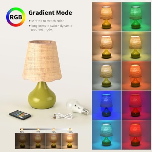 Ziqqeelam Cordless Table Lamp Rechargeable, Green Mini Cute Table Lamp for Nightstand, Battery Operated Small Table Lamp for Small Spaces for Kitchen Counter, Bookshelf, Bedside, Bedroom, Living Room - Image 2