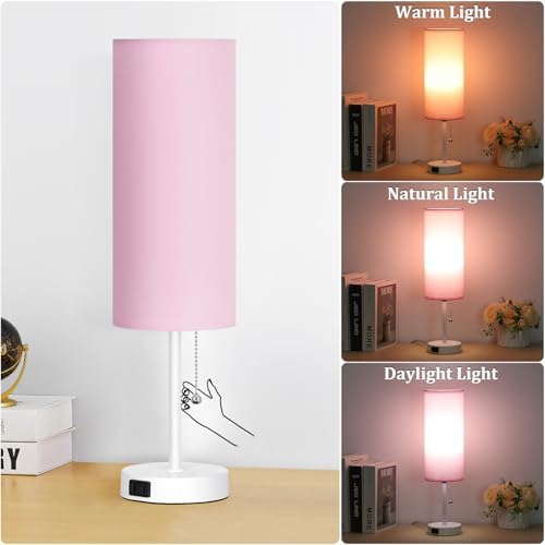 Dott Arts 18" Table Lamp for Bedroom, 3-Color Bedside Lamps with Pull Chain - Image 2
