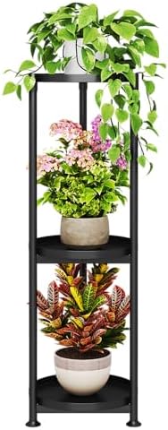 3 Tier Plant Stand Indoor Outdoor Corner Vertical Black 34'' Tall by Atpddpey