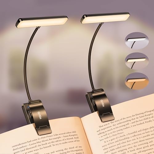 Gritin 2 Pack 19 LED Rechargeable Book Light for Reading in Bed by Gritin