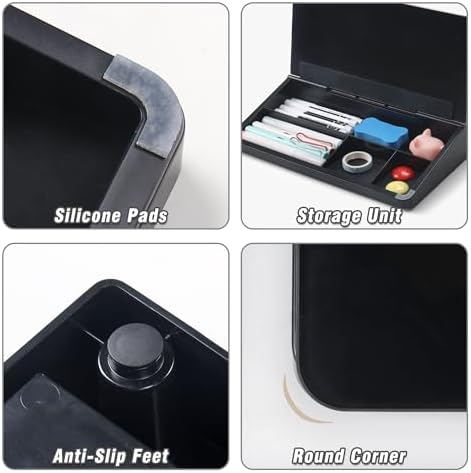 SELEAD Desktop Glass Whiteboard with Storage, 5 Markers and 1 Eraser, Black - Image 5