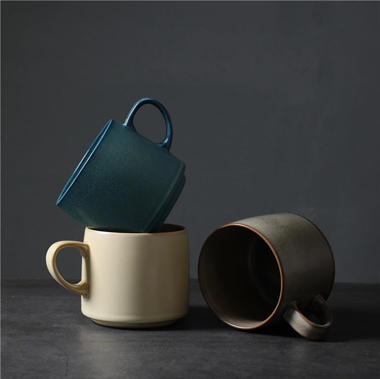12oz Japanese Style Minimalistic Asian Rustic Reactive Glaze Ceramic Pottery Coffee Mug, Lead-Free Glaze earthen Tea Mug,Tea cup with handle, stoneware mugs, Microwave and Dishwasher Safe (Gray) - Image 4