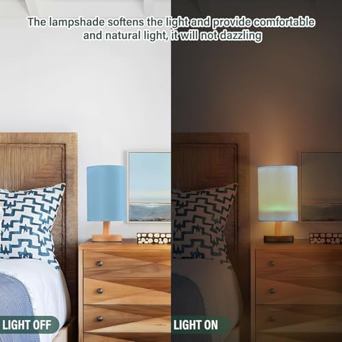 Light Sky Blue Pattern Bedside Table Lamp for Bedroom Small Lamps for Nightstand Lamp with USB Ports LED Table Lamps for Living Room Dorm Kids Room Office Home - Image 5