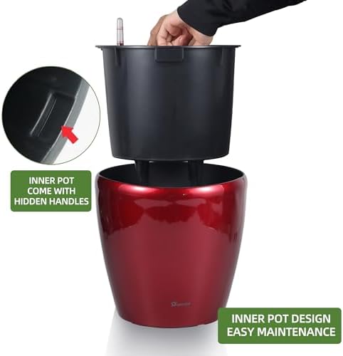 Dexceder 11x10 Self Watering Planter (Red High Gloss) - Image 4