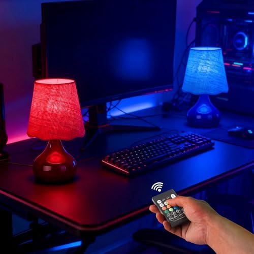 Cordless Table Lamp Rechargeable, Navy Blue Mini Bedroom Lamps for Bedside Nightstand, Rattan Shade Small Table Lamps for Small Spaces for Kitchen Counter, Bookshelf, Home Office, Living Room, Dorm - Image 6