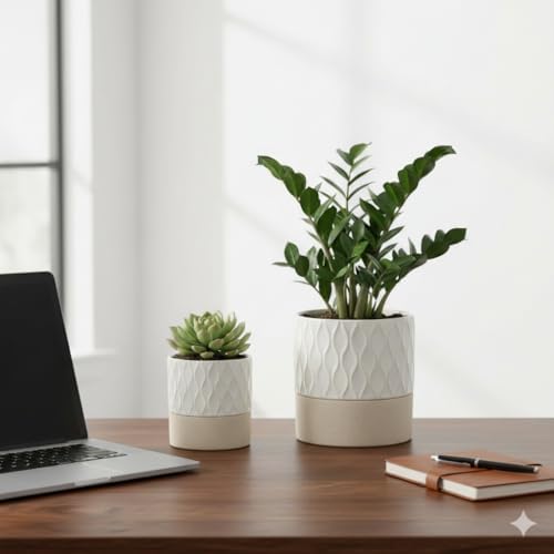 Nihow Ceramic Self Watering Plant Pot for Indoor Plants, 6 Inch,Cream White - Image 7