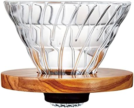 Hario VDGR-02-OV V60 Heat Resistant Glass, Permeable, Coffee Dripper, Olive Wood, 02, Coffee Drip, For 1 to 4 Cups by Hario