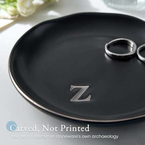 Lolalet Handmade Ceramic Ring Dish Jewelry Tray Plate with Initial, Small Monogram Gift for Her Women Girls Mother, Hostess, Engagement, Bridal Shower, Maid of Honor, Bridesmaid, Birthday, Christmas - Image 2