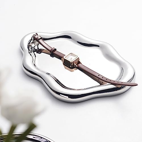 Ceramic Jewelry Dish for Women, Silver Cloud Trinket Dish Jewelry Holder by SAMCHILDERLAN