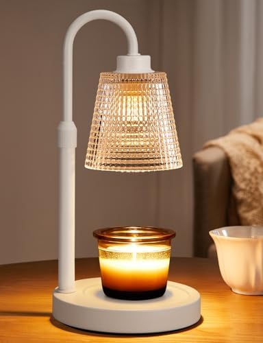 White Candle Warmer Lamp with Timer, Dimmable Candle Warmer for Jar Candles, Height Adjustable Wax Melts Warmer, Birthday Gifts for Women Mom, House Warming Gifts New Home Decor by Innqoo