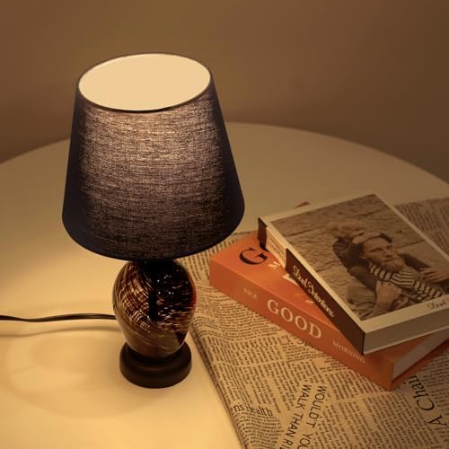 ONEWISH Small Bedside Table Lamp Set of 2, Wine Bottle Shape Glass Body, Warm Ambient Lighting, Bulb Included, 14" Height, Black - Image 4