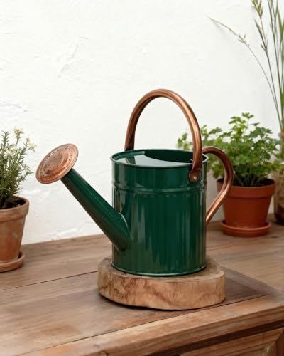Bamworld Metal Watering Can for Indoor Outdoor Plant 1/2 Gallon Deep Green by Bamworld
