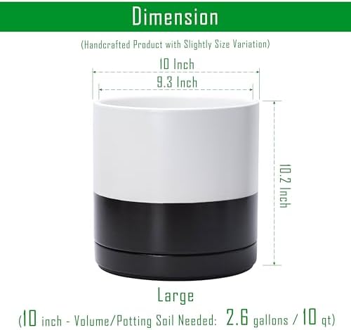 D'vine Dev 10 Inch Ceramic Planter Pot, Black White Two Tone, 94-O-E-L - Image 2