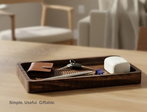 SRCraft Walnut Valet Tray for Men and Women, Wooden Catchall Organizer - Image 6