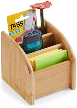 Bookaholic Desk Organizer 3 Tier Bamboo Mini Desk Storage for Office Supplies, Toiletries, Crafts, Great for Desk, Vanity, Tabletop in Home or Office Makeup Organizer by Kozy+Sweet+Home