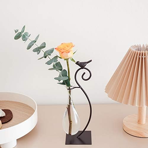 Marbrasse Desktop Glass Planter Hydroponics Vase,Planter Bulb Vase with Holder for Home Decoration,Modern Creative Bird Plant Terrarium Stand, Scindapsus Container (Water Drop Vase) - Image 6