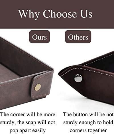 CASIRENA Faux Leather Valet Tray Organizer for Men - Catch-All Tray for Entryway Table Key, Wallet, Watch, Coin Change, Phone, Dresser EDC Dump Jewelry, Bedside Nightstand Desk-top - Image 3
