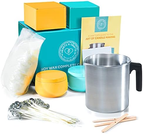 Hearts & Crafts DIY Complete Soy Wax Candle Making Kit - 1lb Soy Candle Wax and All Candle Making Supplies Included and Candle Jars - Complete DIY Candle Making Kit for Adults, Kids, & Beginners by HeartsCrafts