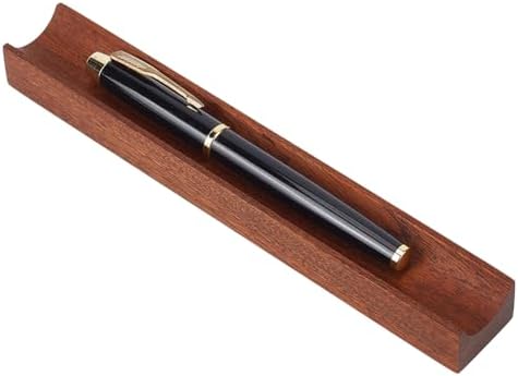 PLIGREAT Single Sapele Wood Pen Tray, Wooden Desk Pencil Organizer Holder Minimalist Single Pen Rest for Office Stationery Desk Decor Retro Home Bedroom Decoration, 7.87x1.18x0.79inch by PLIGREAT
