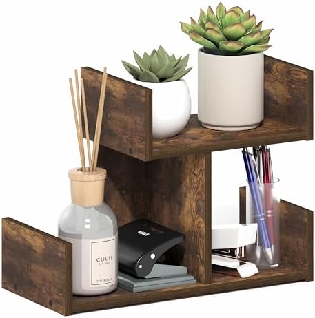 Furinno HERMITE Desk Organizers and Accessories, 2-Tier U-Shape Office Organization Shelf, Desk Top Book Shelf, for Writing Supplies, Desktop, Amber Pine by Furinno-FitsYourSpaceFitsYourBudget