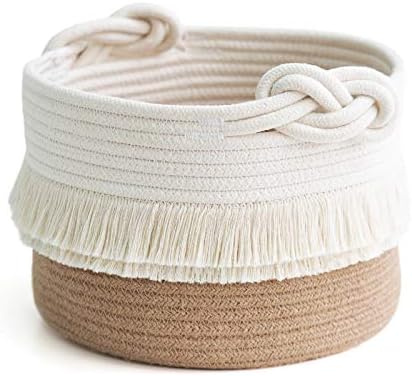 CherryNow Small Woven Rope Baby Basket with Tassel, 9.5" x 7", Jute by CherryNow