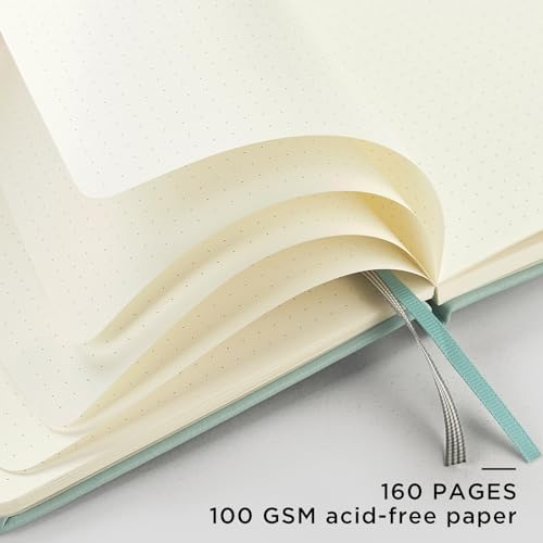 &And Per Se Dotted Notebook with Pen, A5 Hardcover Dotted Journal, 160 Pages 100GSM Thick Paper Dot Grid Journal with Fineliner Pen (Cyan) - Image 5