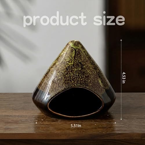 Handcrafted Ceramic Palo Santo Holder –Artistic Incense Burner for Meditation, Mindfulness & Zen Home Decor – Wabi-Sabi Style Cone Sculpture, Relaxation & Aromatherapy-Gift for Yoga (Green) - Image 4