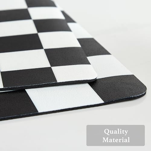 Ohocut Checkered Dish Drying Mat for Kitchen Counter, Coffee Bar Station Accessories, Retro Cute Aesthetic Modern Absorbent Drainer Mat Kitchen Drying Mat Easy Clean, Black 12" x 19" - Image 6