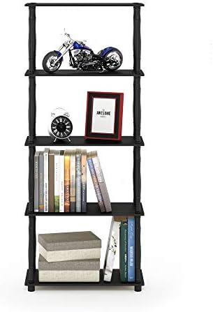 Furinno Turn-N-Tube 5-Tier Multipurpose Shelf / Display Rack / Storage Shelf / Bookshelf, Classic Tubes, Americano/Black - Image 5