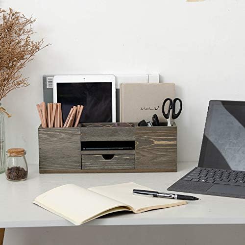 Liry Products Brown Wooden Desktop Organizer Multiple Compartments Rack Shelf Drawer Tabletop Wood Storage Cabinet Office Supplies Caddy Document Stationery Holder Accessory Sorter Vanity Home - Image 5