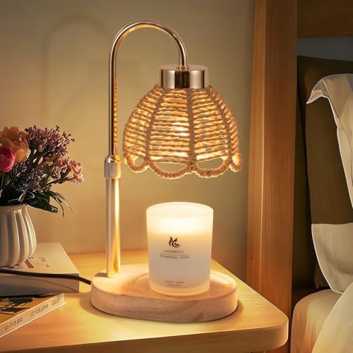 Candle Warmer Lamp, Stepless Dimming & Timer, Bohemian Style Wax Melting Device, Suitable for Home, Desk Decor, Bedroom, Mother's Day, Valentine, Birthday Gifts for Women (Gold) by Unknown