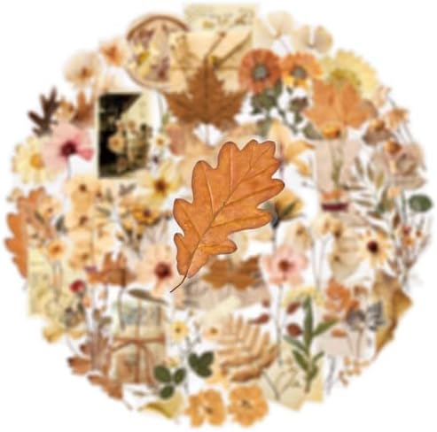50PCS Transparent Flora Scrapbook Stickers, Vintage Aesthetic Flowers Sticker for Scrapbooks Travel Journal, Vinyl Waterproof for Water Bottles Laptop Phone Scrapbook Supplies DIY Crafts(Flower-A) - Image 5