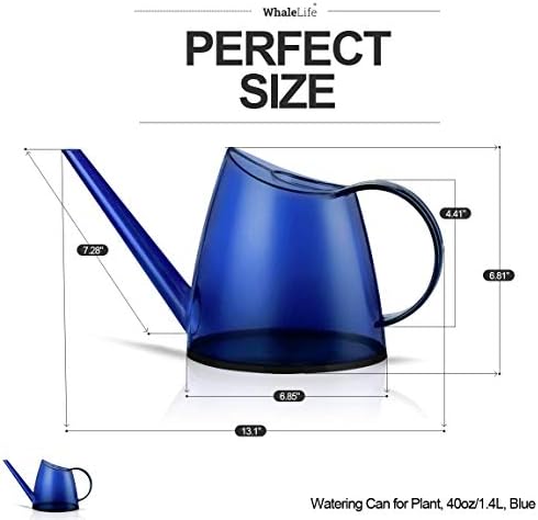Small Indoor Plant Watering Can Long Spout 1.4L Blue - Image 3