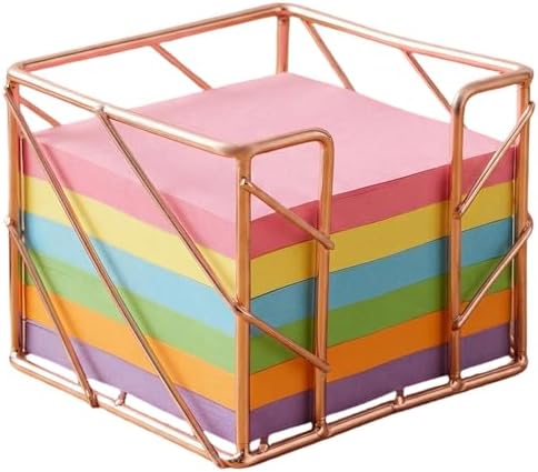 Sticky Note Holder 3.8x3.8 Inches, Rose Gold Desk Accessories by Unknown