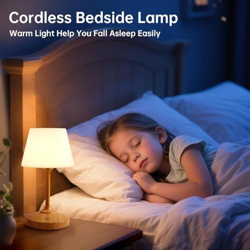 Dawnwake Table Lamp Cordless Lamp,Outdoor Waterproof Shower Lamp,5000mAh Rechargeble Battery Operated Lamps Dimmable Touch Desk Lamps,LED Night Light for Bathroom Patio Camping Restaurant Home - Image 2