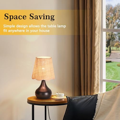 Ziqqeelam Oil Rubbed Bronze Small Table Lamp for Bedside, Farmhouse Bedroom Lamps for Nightstand, Vintage Small Table Lamps for Small Spaces for Bedroom, Kitchen Counter, End of Table, Office - Image 7