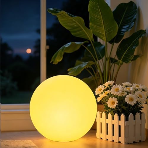 Globe Floor Lamp, 14-inch Color Charging Large LED Globe Orb Light Outdoor by KEROVI