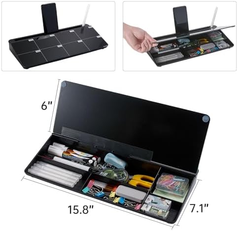 TSJ OFFICE Desktop Whiteboard Dry-Erase-Board - Computer Keyboard Stand White Board Surface Pad with Drawer, Desk Organizers with Accessories for Office, Home, School Supplies - Image 4