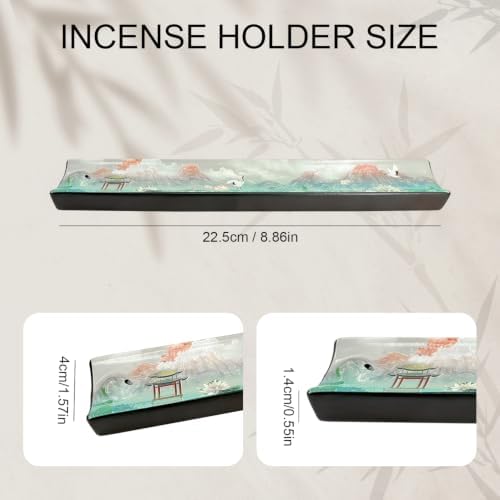 Incense Holder for Sticks, Ceramic Incense Burner with Ash Catcher, Aesthetic Home Decor for Room & Office, Traditional Chinese Art Tray, Unique Housewarming Gift for Meditation Sanctuary (Pink) - Image 2