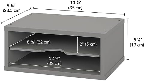 Ballucci File Organizer, 2-Tier Document Paper Sorter, Stackable Wood Desk Organizer Mail Holder, Monitor Stand with Storage Shelves, Gray - Image 6