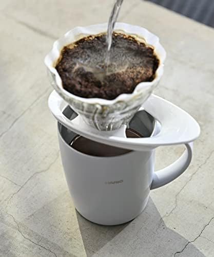 HARIO V60 VDGR-01-W Heat Resistant Glass Transparent Dripper, 01, For 1 to 2 Cups, White, Made in Japan - Image 3