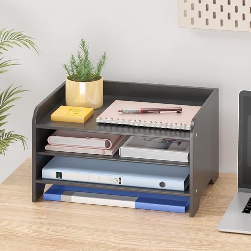 Bamboo File Organizer for Desk, Desktop Paper Tray and Mail Holder by Unknown