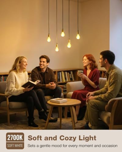 A19 Soft White Edison Bulbs, Dimmable E26 LED 60 Watt Equivalent 6 Pack - Image 5