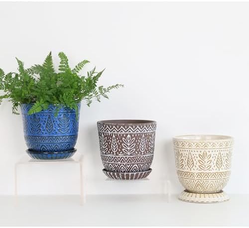 Gepege Ceramic Plant Pots, 6 Inch Indoor Planters with Drainage & Saucers - Image 4