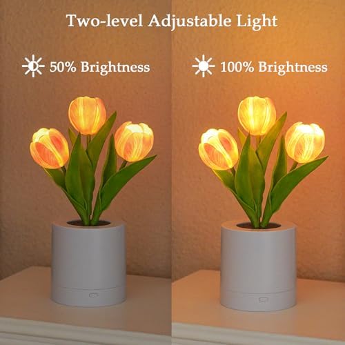 Lifnatty Tulips Flower Lamp Gifts for Women, Birthday Gifts for Sister, Daughter, Wife, Girlfriend - Rechargeable Dimmable Flower Table Lamp Decor, Cute Tulip Night Light Mom Present - Image 6