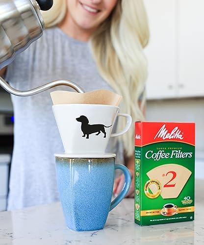 Simply Charmed Dachshund Ceramic Coffee Pour Over or Dripper with Full Box of 40 Melitta Brown Size #2 Filters - Image 2