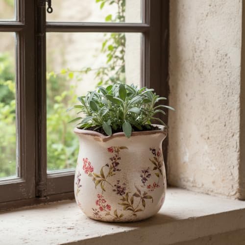 French Farmhouse Ceramic Flower Pot & Utensil Holder for Indoor/Outdoor - Image 2